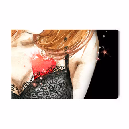 Canvastavla - A woman with a heart painted with