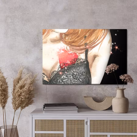 Canvastavla - A woman with a heart painted with