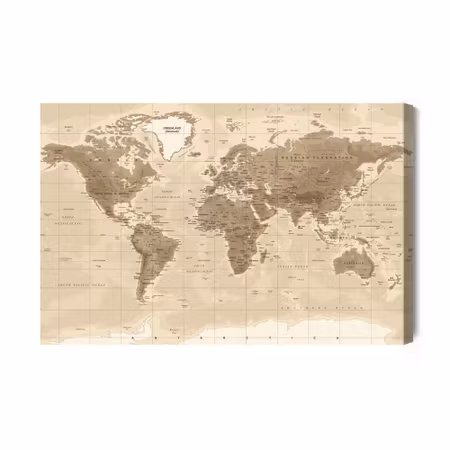 Canvastavla - Physical world map