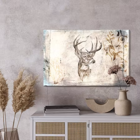 Canvastavla - Deer in vintage style