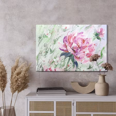 Canvastavla - Peonies roses as painted