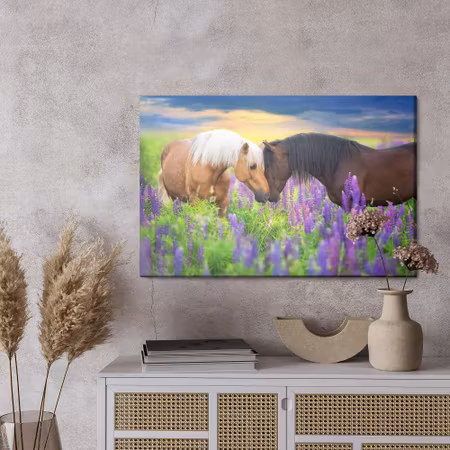 Canvastavla - Horses in love with flowers