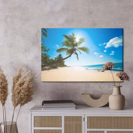 Canvastavla - White beach with palm