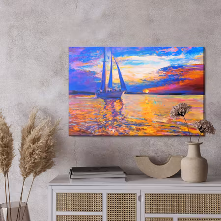 Canvastavla - Colorful sunset by the sea