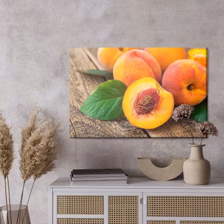 Canvastavla - Peaches on wood
