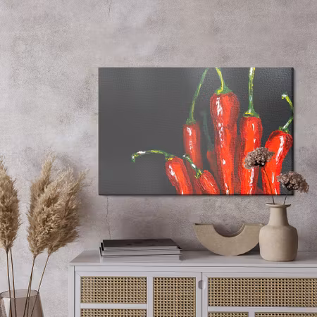 Canvastavla - Chilli peppers as painted