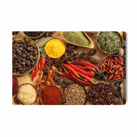 Canvastavla - Bowls with spices and herbs