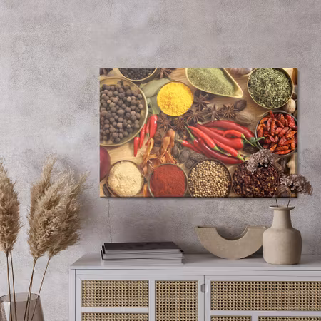 Canvastavla - Bowls with spices and herbs