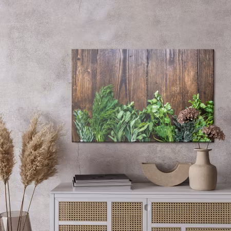 Canvastavla - Fresh herbs on wood