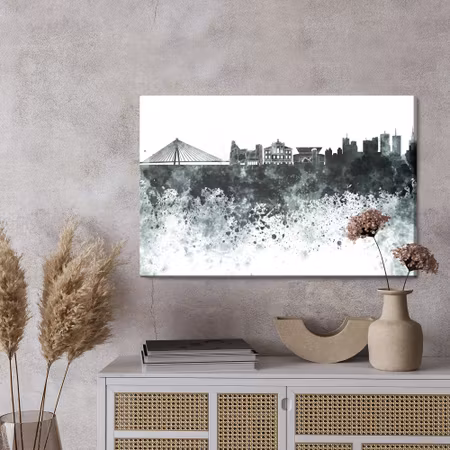 Canvastavla - Black white panorama of warsaw