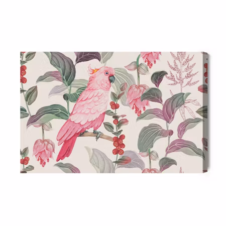 Canvastavla - Of tropical pink parrot