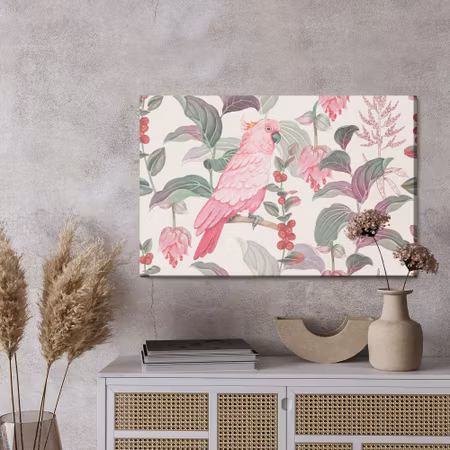 Canvastavla - Of tropical pink parrot