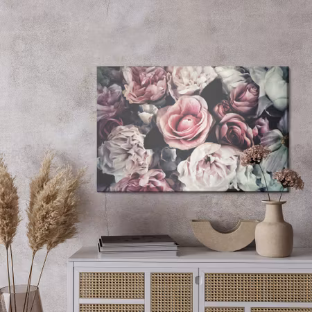 Canvastavla - Pink flowers in vintage style