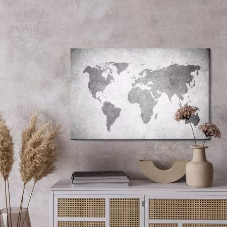 Canvastavla - World map in shades of grey
