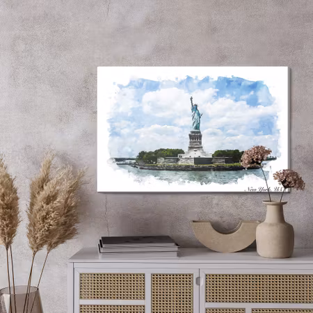 Canvastavla - Statue of liberty painted with