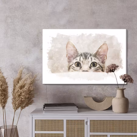 Canvastavla - Curious kitten painted in watercolour
