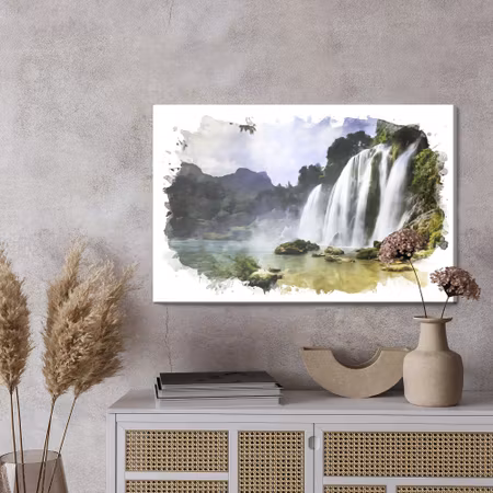 Canvastavla - Beautiful landscape with waterfall