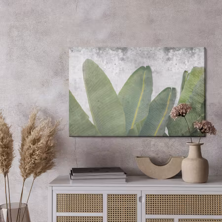 Canvastavla - Tropical leaves on concrete background