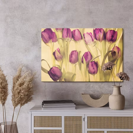 Canvastavla - Retro style tulips