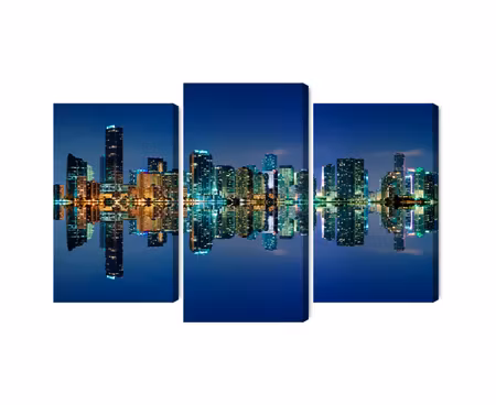 Canvastavla - Panorama of miami by night