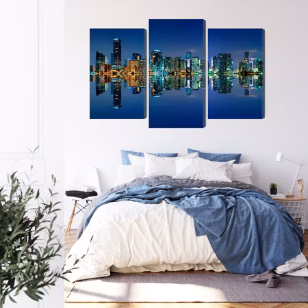 Canvastavla - Panorama of miami by night