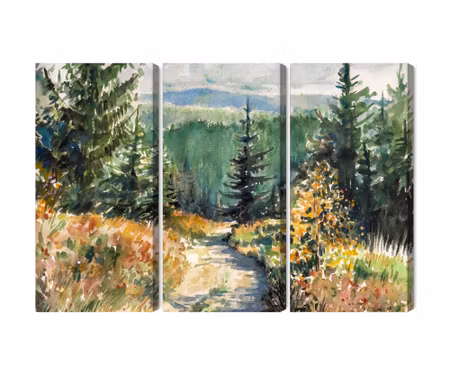 Canvastavla - Forest landscape painted with