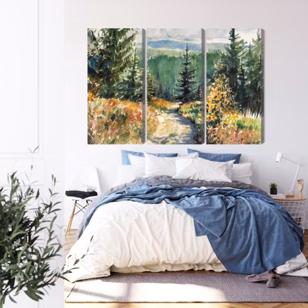 Canvastavla - Forest landscape painted with