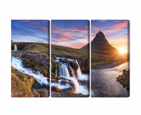 Canvastavla - Kirkjufell mountain with waterfalls