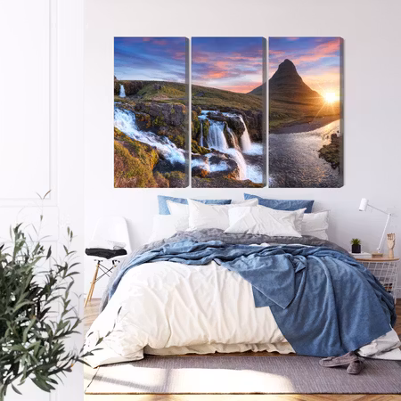 Canvastavla - Kirkjufell mountain with waterfalls