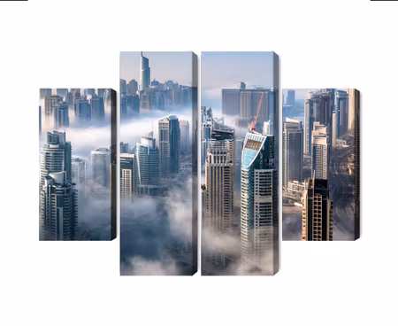 Canvastavla - Dubai city panorama in the fog