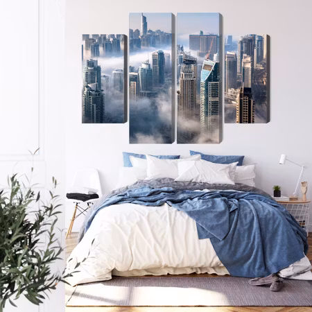 Canvastavla - Dubai city panorama in the fog
