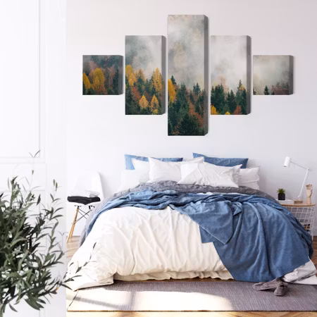 Canvastavla - Autumn forest in the fog 3d