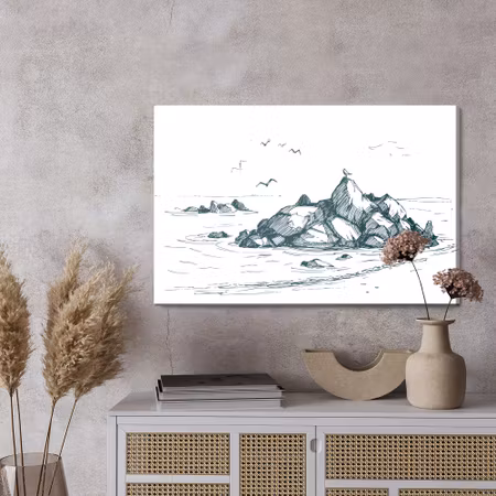 Canvastavla - Sea of ??rocks and seagulls