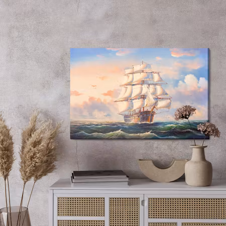 Canvastavla - Sailboat in the sea