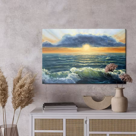 Canvastavla - Sea waves and clouds