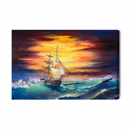 Canvastavla - Rough sea and a ship