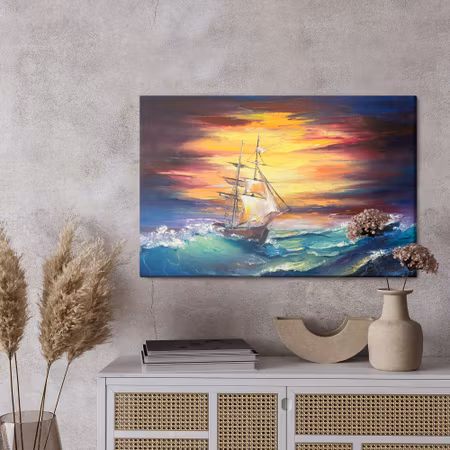 Canvastavla - Rough sea and a ship