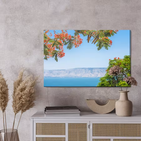 Canvastavla - Landscape with the sea and trees