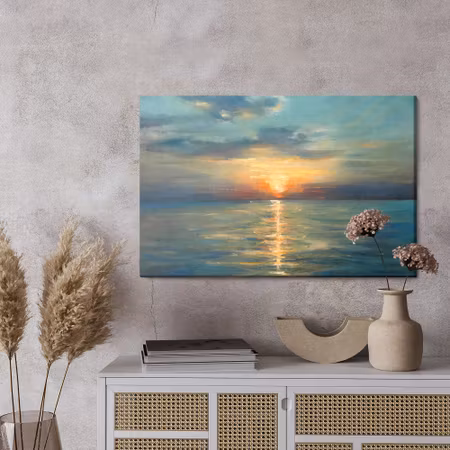 Canvastavla - Picturesque sunset by the sea