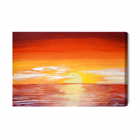 Canvastavla - Red sunset on the sea