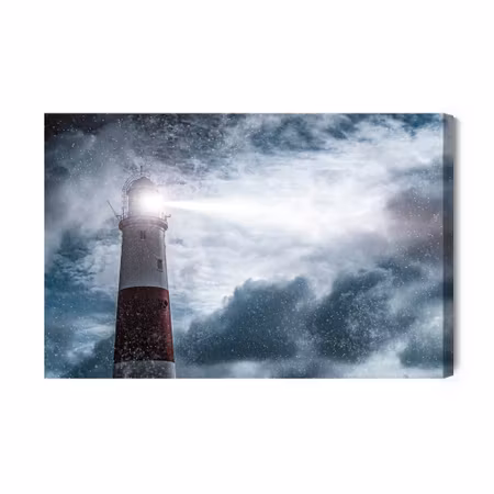 Canvastavla - Sea of ??snow and lighthouse