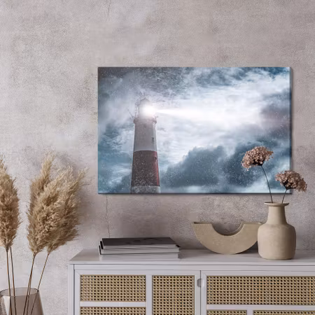 Canvastavla - Sea of ??snow and lighthouse