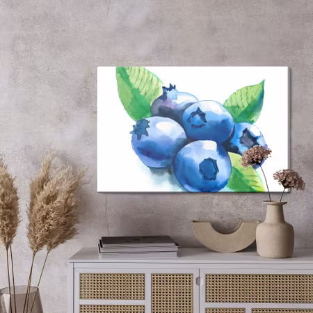 Canvastavla - Blueberries painted with watercolors
