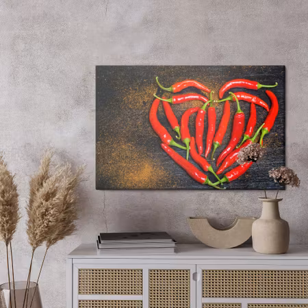 Canvastavla - Heart made of chili