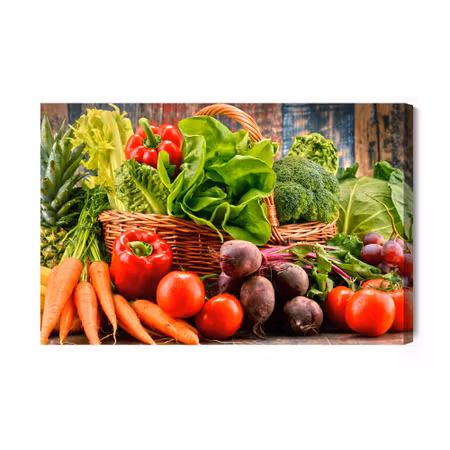 Canvastavla - A basket of fresh vegetables