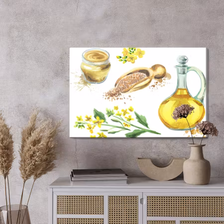 Canvastavla - Spices and flowers painted in watercolor