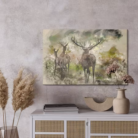 Canvastavla - Watercolor deer in the forest
