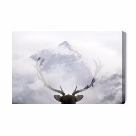 Canvastavla - A deer looking at the mountains