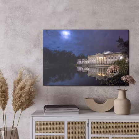 Canvastavla - Palace in warsaw at night