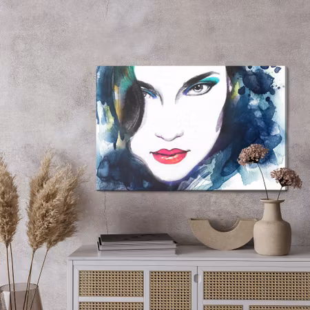 Canvastavla - A female face in a watercolor edition